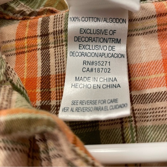 Absorba Button Down Shirt Roll-up Sleeves Orange/Brown/Green Boy Size 18 Months - Picture 6 of 7